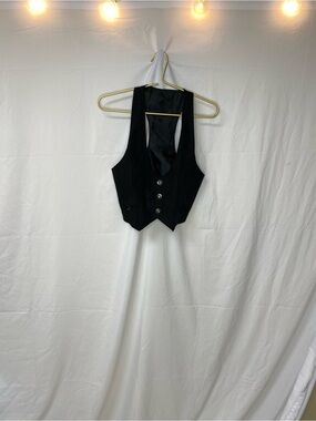 Black Women's Button Front Vest - Classic Tailored Look size M